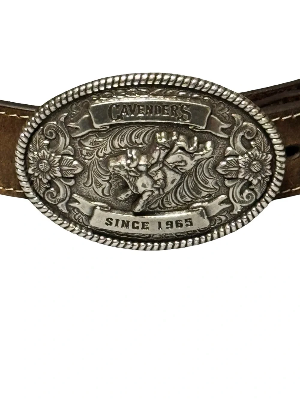 Cavenders Boys Western Genuine Leather Rodeo Festival Brown Belt with Buckle
